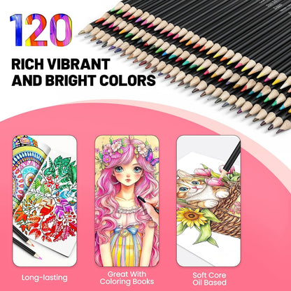 Juego De 136 Lápices Colores Adultos Cuaderno Bocetos Libro Premium