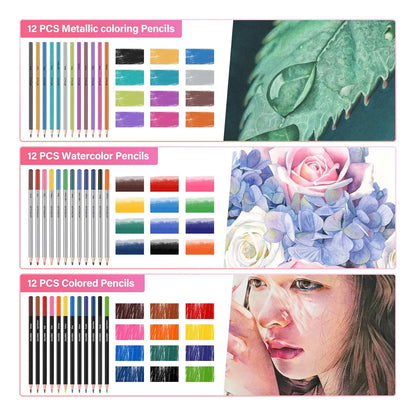 Kit De 72 Suministros Artísticos Profesionales Lápices De Colores Y Bocetos