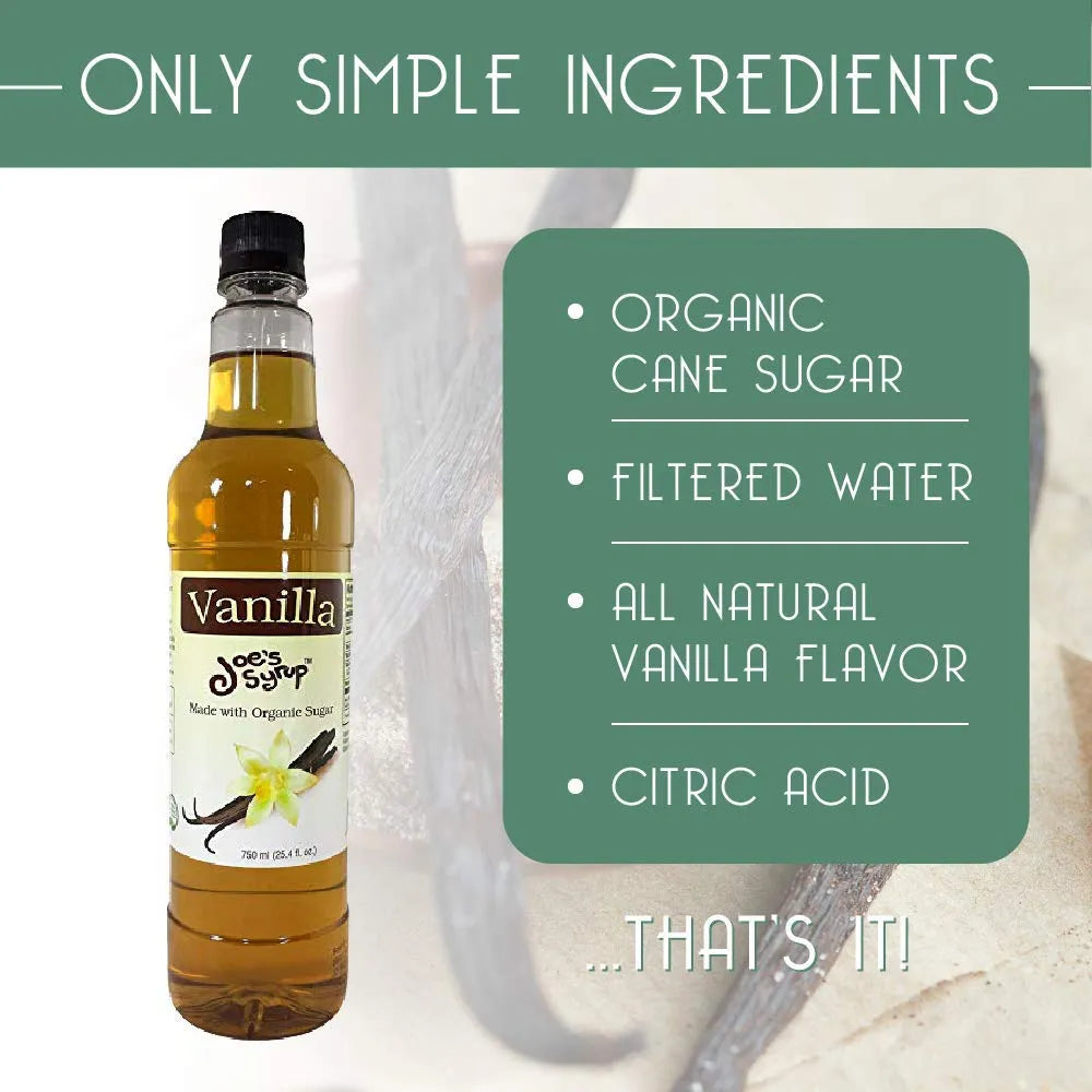 Sirope Organico De Azucar Natural Sabor Vainilla 750 Ml Joe's Syrup