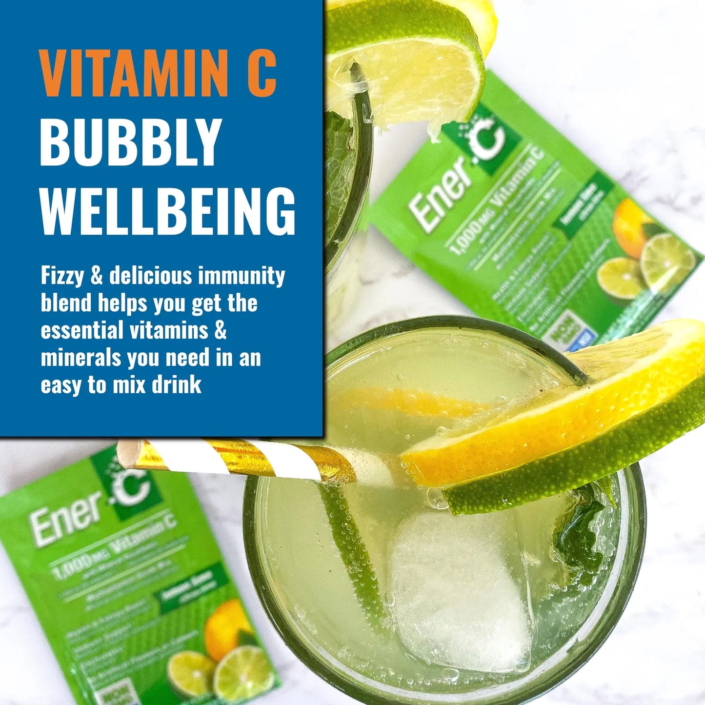 Mezcla Multivitaminica De Electrolitos Sabor Limon Con 1000 Mg De Vitamina C Vegana Sin Gluten