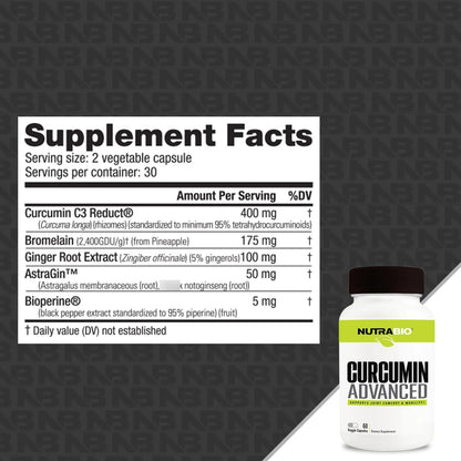 Curcumin Advanced 60 Cápsulas Vegetarianas Suplemento Para Articulaciones