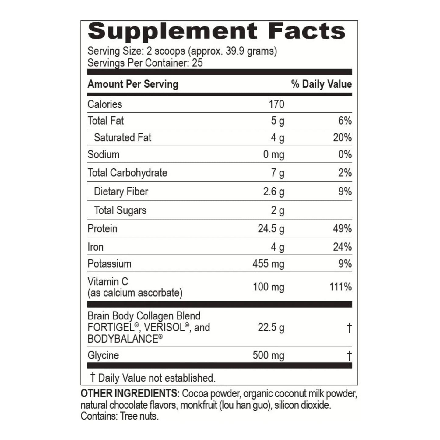 Brain Body Péptidos De Colágeno En Polvo Sabor Chocolate 25 Oz