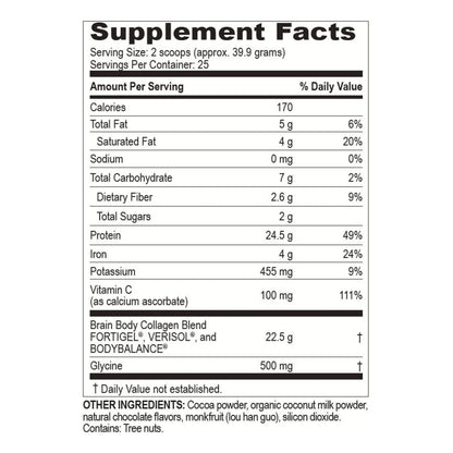 Brain Body Péptidos De Colágeno En Polvo Sabor Chocolate 25 Oz