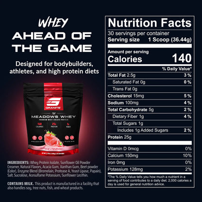 Proteina Aislada De Suero The Meadows Sabor Fresa 30 Porciones 150 Calorias