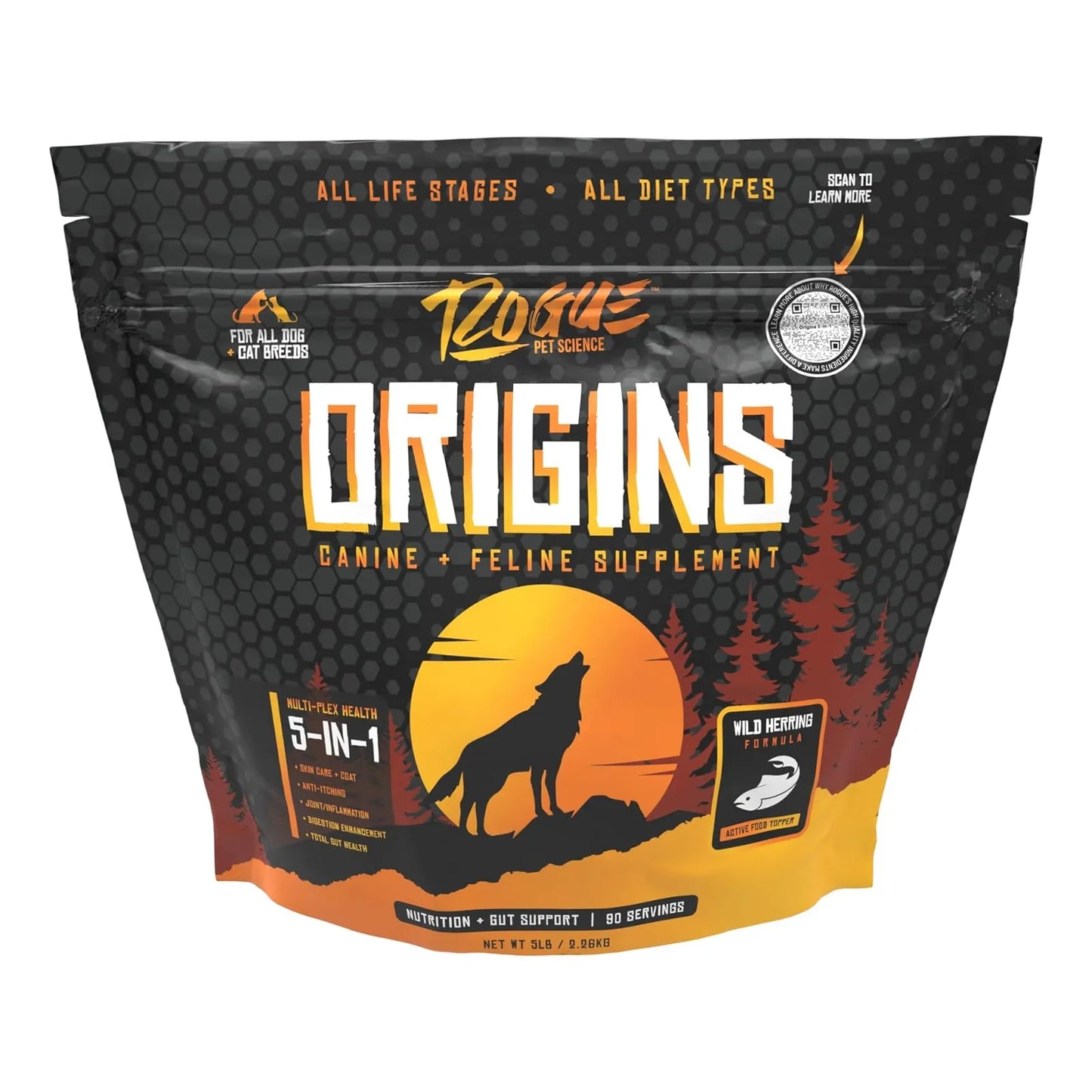 Alimento En Polvo 5 En 1 Para Perros Con Aceite De Pescado Omega 3