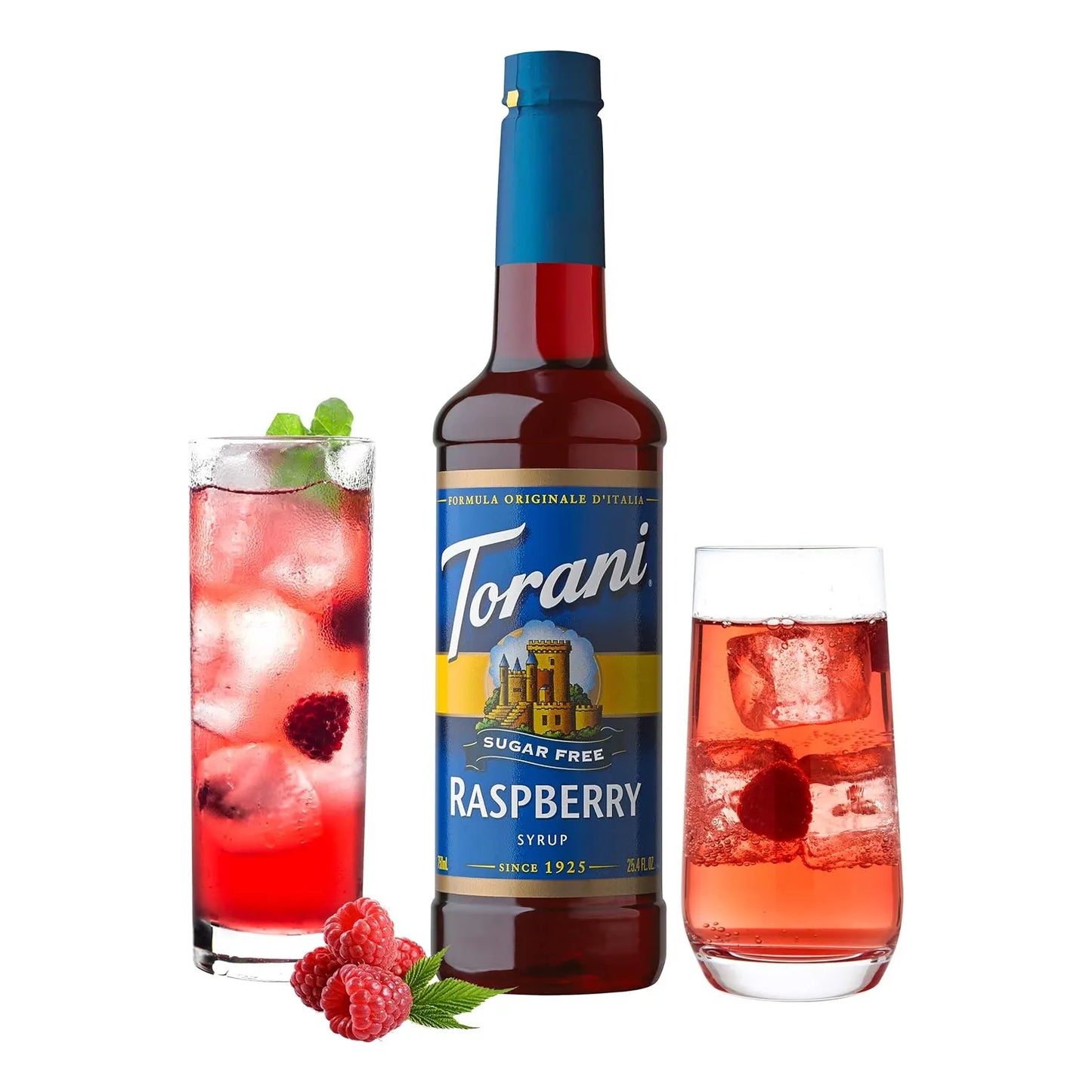 Jarabe Torani Sin Azúcar Frambuesa 750 Ml Paquete De 4 Sabor Intenso Sin Calorías