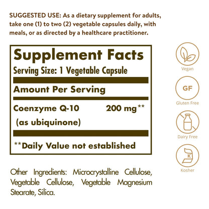 Capsulas Vegetales Coenzima Q10 200 Mg 60 Unidades Antioxidante Corazon Vegano Sin Gluten