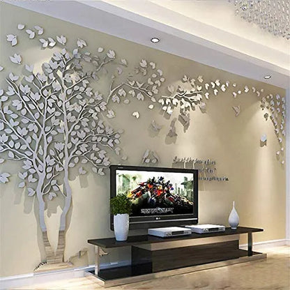Calcomanias De Pared De Arbol 3D Plateado Guangmu Decoracion Moderna