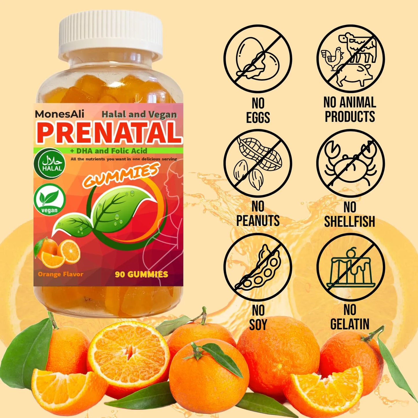 Gomitas Multivitamínicas Prenatales Halal Con Ácido Fólico Y DHA Para Mujeres Embarazadas