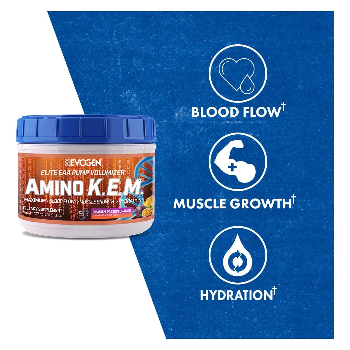 Volumizador En Polvo Eaa Bcaa Para Crecimiento Muscular E Hidratacion Sabor Naranja Pasión 30 Porciones