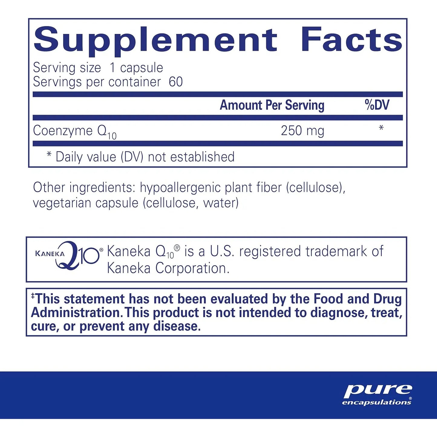 Coq10 250 Mg 60 Cápsulas Energía Mitocondrial Y Cerebral Pure Encapsulations