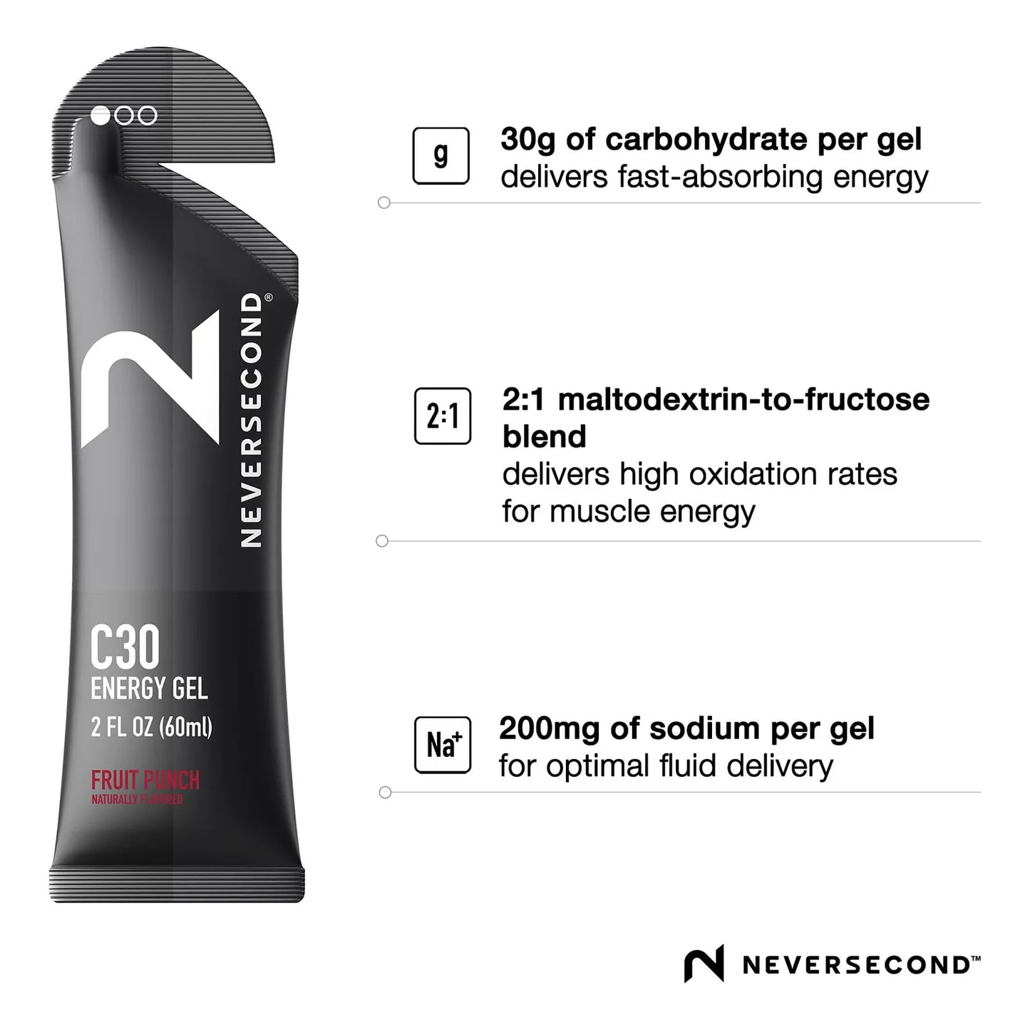 Gel Energético C30 Para Rendimiento E Hidratación Sabor Frutal Pack X12