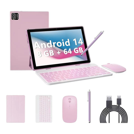 Tablet 10 PuLG 8GB RAM 64GB ROM Teclado Mouse Lápiz Android 14 Pantalla HD
