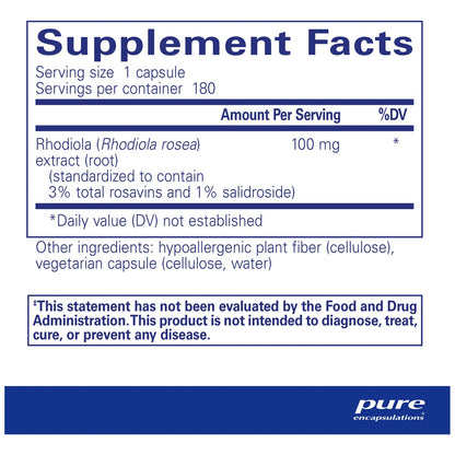 Rhodiola Rosea Adaptogeno 180 Capsulas Alivia Estres Fatiga Resistencia Vegano