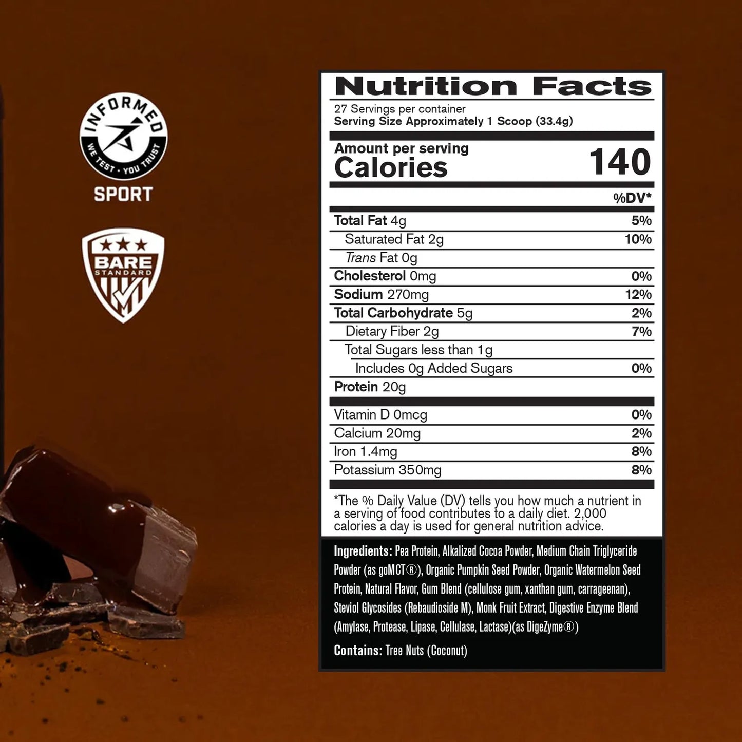 Proteína Vegana De Guisante Calabaza Y Sandía Sabor Chocolate 27 Porciones