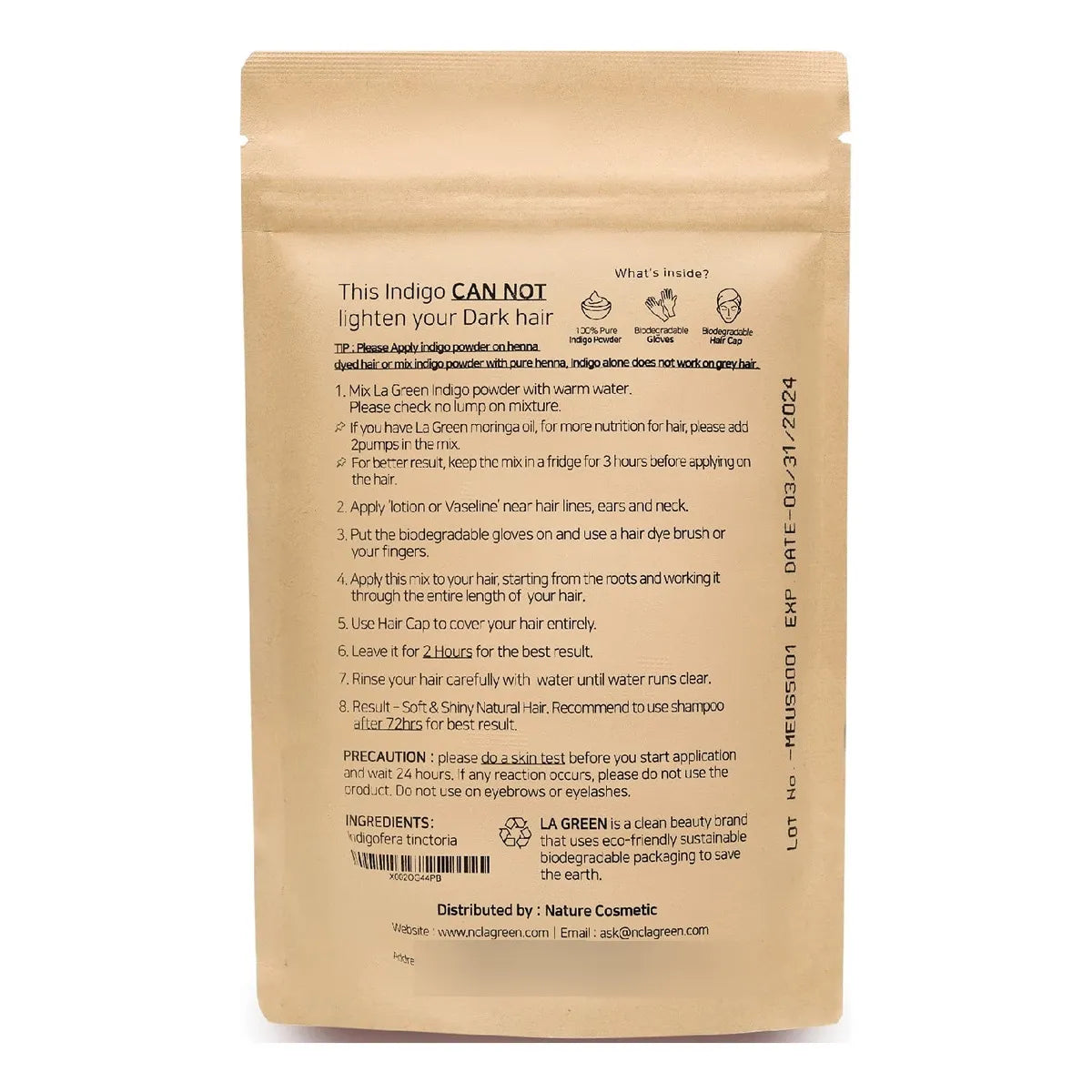 Polvo Índigo Orgánico Usda Color Vibrante Cabello Natural Sin Químicos
