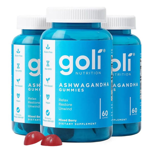 Gominolas De Ashwagandha Y Vitamina D KSM66 Vegano Pack De 3 Sabores Berry