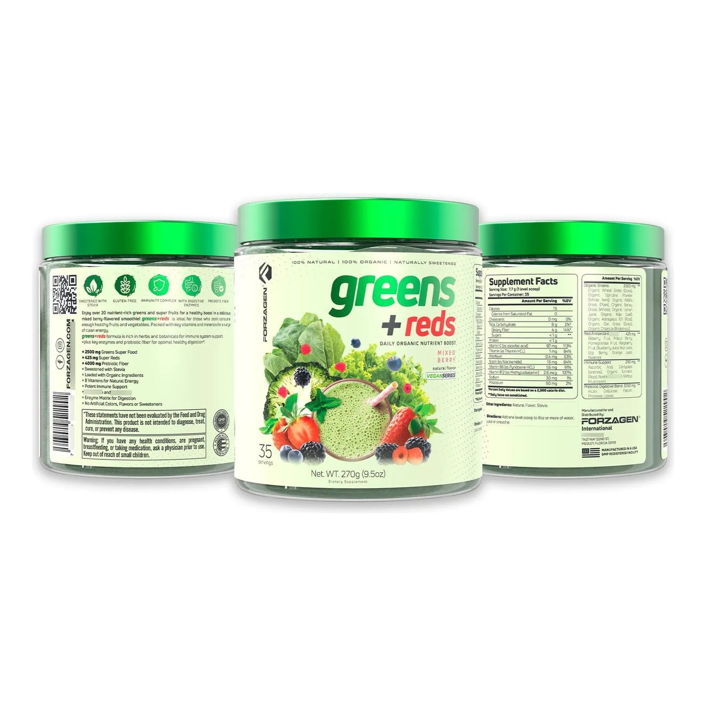 Superalimento En Polvo Orgánico De Verduras Y Frutos Rojos 35 Porciones