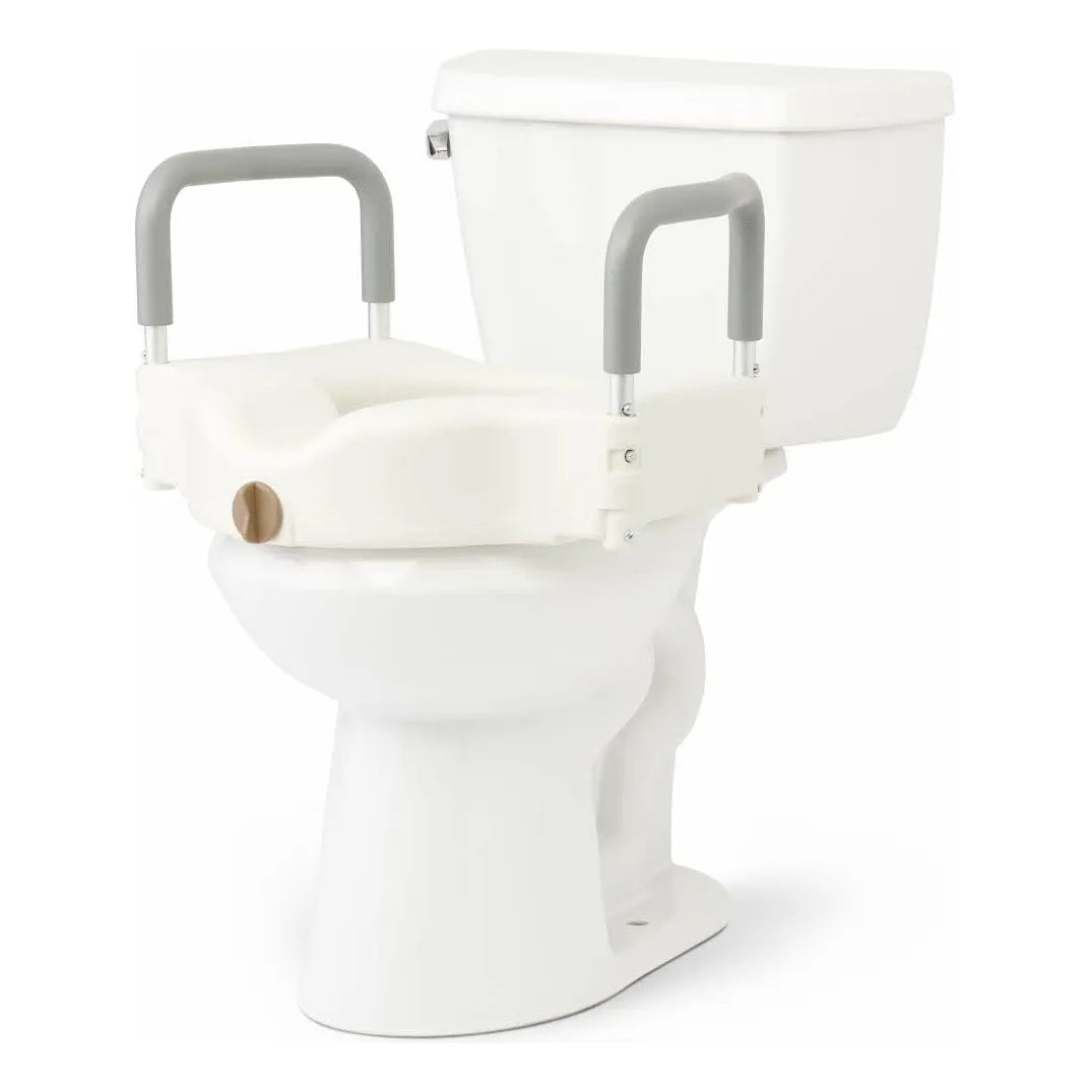 Asiento Inodoro Elevado Bariátrico Con Bloqueo Y Reposabrazos 4 Pulgadas Capacidad 600 Lb