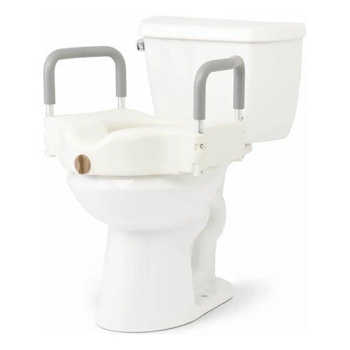 Asiento Inodoro Elevado Bariátrico Con Bloqueo Y Reposabrazos 4 Pulgadas Capacidad 600 Lb