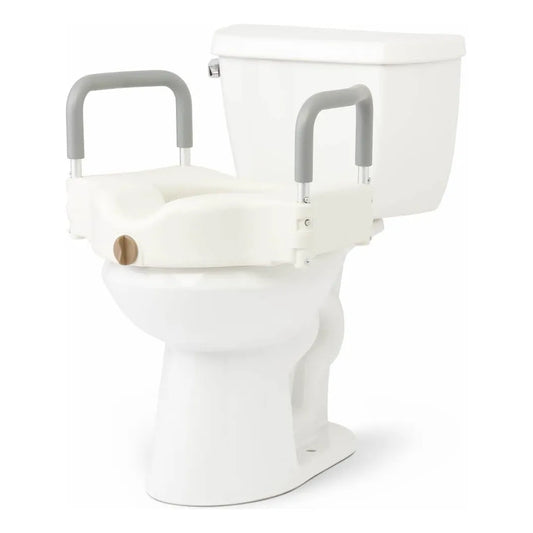 Asiento Inodoro Elevado Bariátrico Con Bloqueo Y Reposabrazos 4 Pulgadas Capacidad 600 Lb