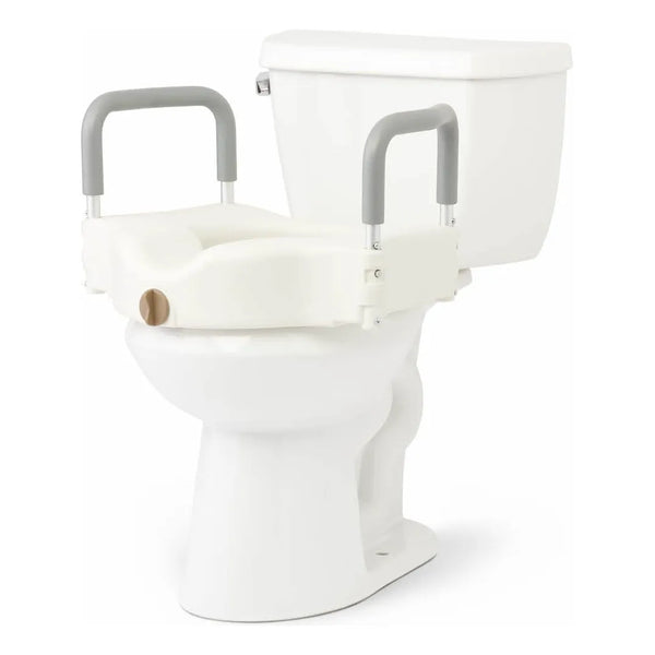 Asiento Inodoro Elevado Bariátrico Con Bloqueo Y Reposabrazos 4 Pulgadas Capacidad 600 Lb