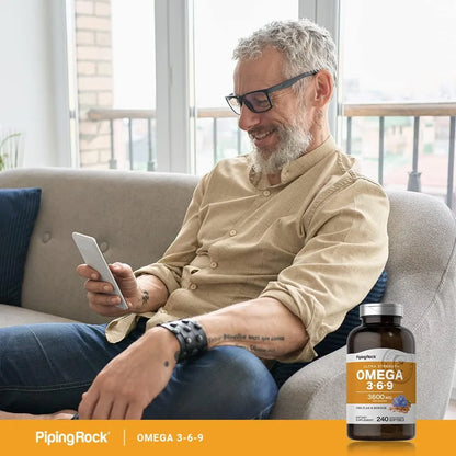 Omega 3 6 9 3600 Mg 240 Capsulas Blandas Piping Rock Aceite Pescado Lino Borraja Sin Gluten