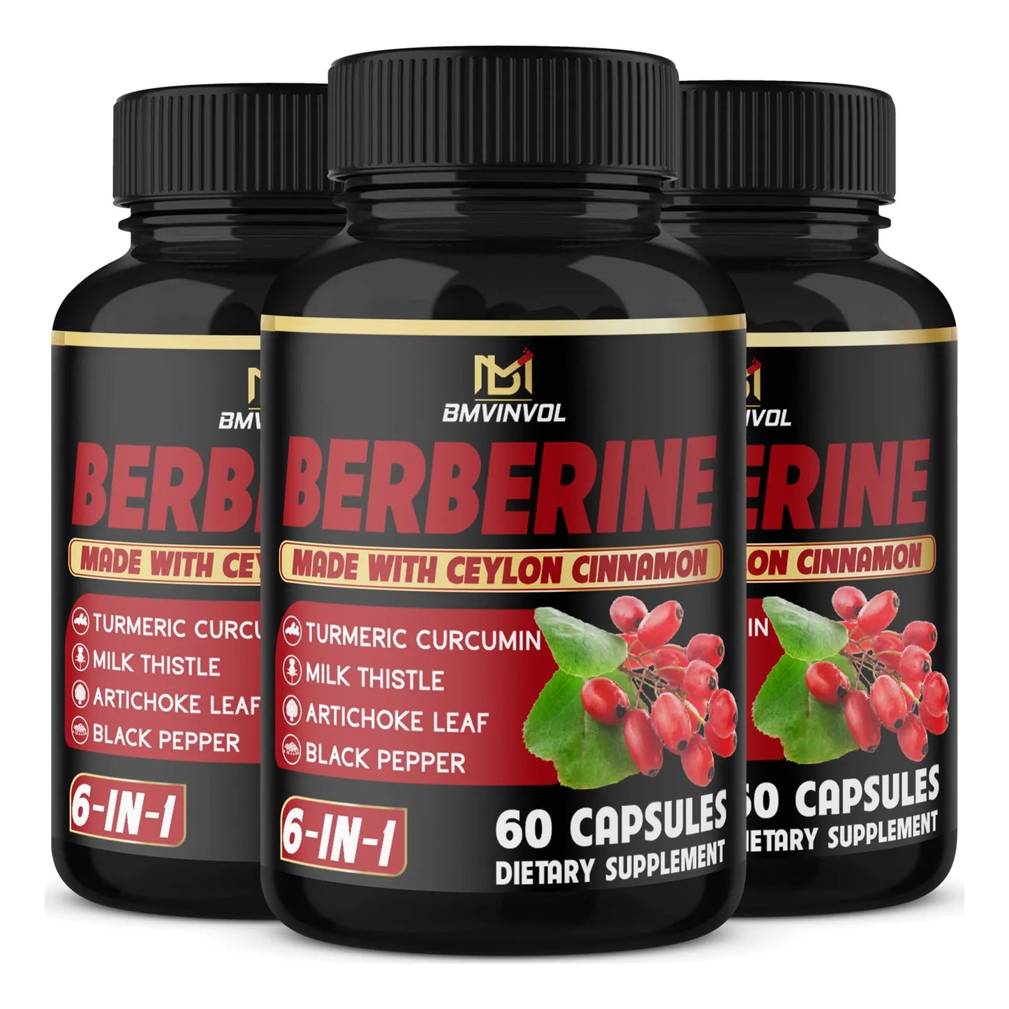Berberina Con Canela De Ceilan 3 Paquetes 4700 Mg Capsulas 6 Meses Suministro