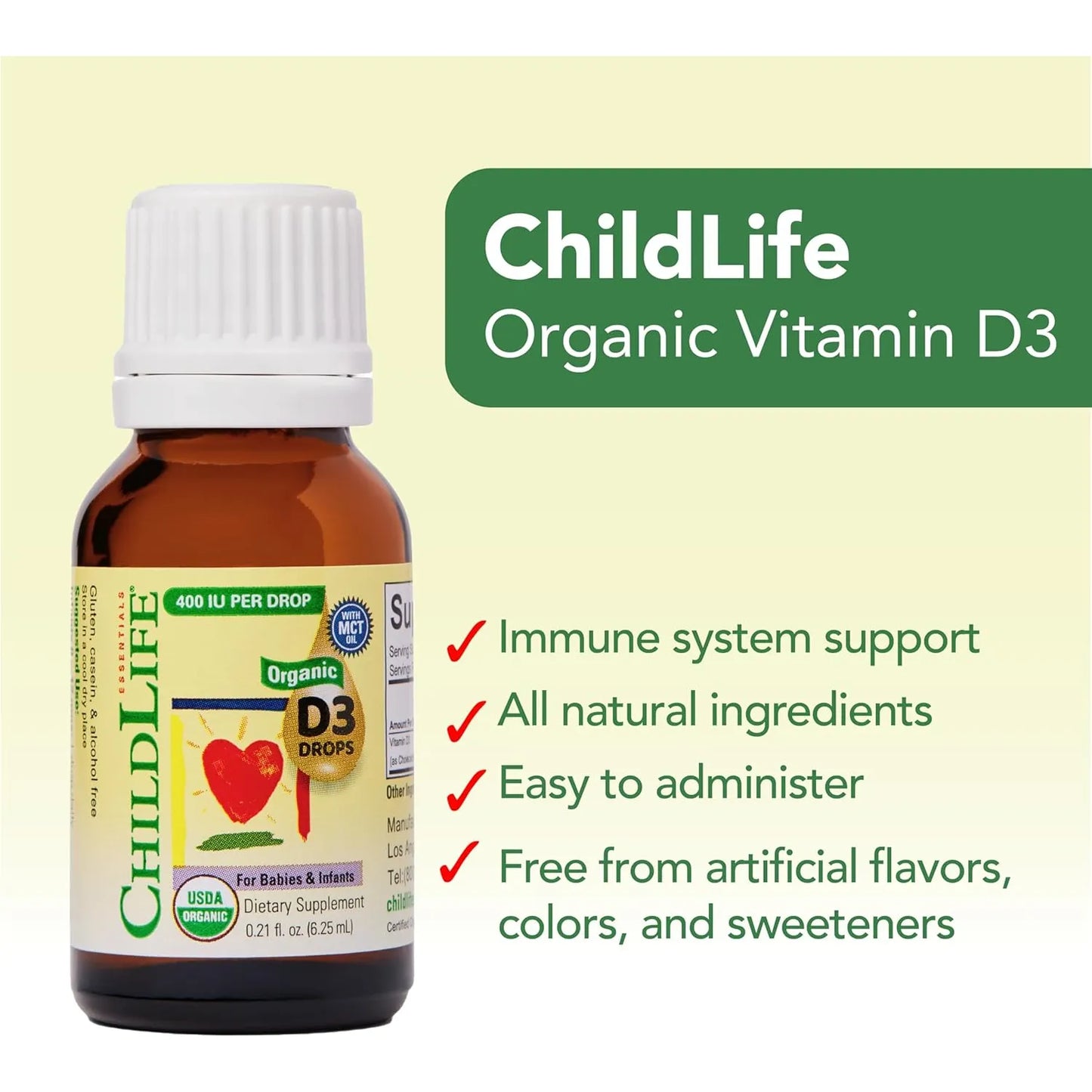 Gotas Organicas Vitamina D3 Para Bebes 400 Ui Childlife Essentials Huesos Fuertes Sistema Inmunologico