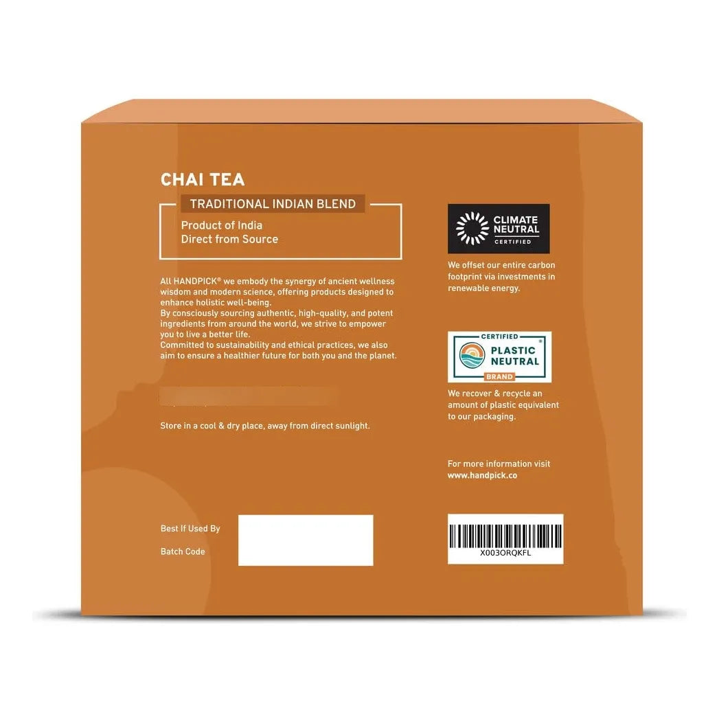 Handpick Masala Chai Bolsas De Té 100 Unidades Especias Aromáticas Importado