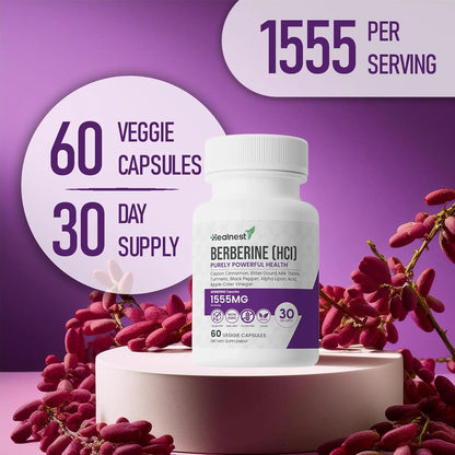 Berberina 500mg Con Canela Y Cúrcuma Suplemento Vegano Para Azúcar Y Metabolismo