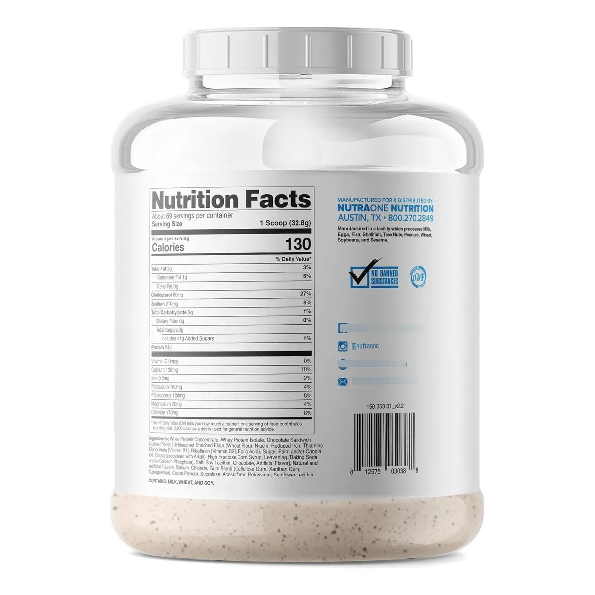 Batido De Proteínas En Polvo Galletas Y Crema 5 Lbs NutraOne ProteinOne Whey Protein
