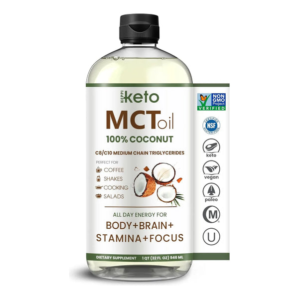 Aceite MCT Keppi Keto Sin Sabor 32 Oz Cetosis Energia Instantanea