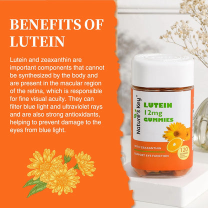 Gomitas De Luteina 12 Mg Con Zeaxantina Y Vitamina A Sabor Naranja 120 Unidades