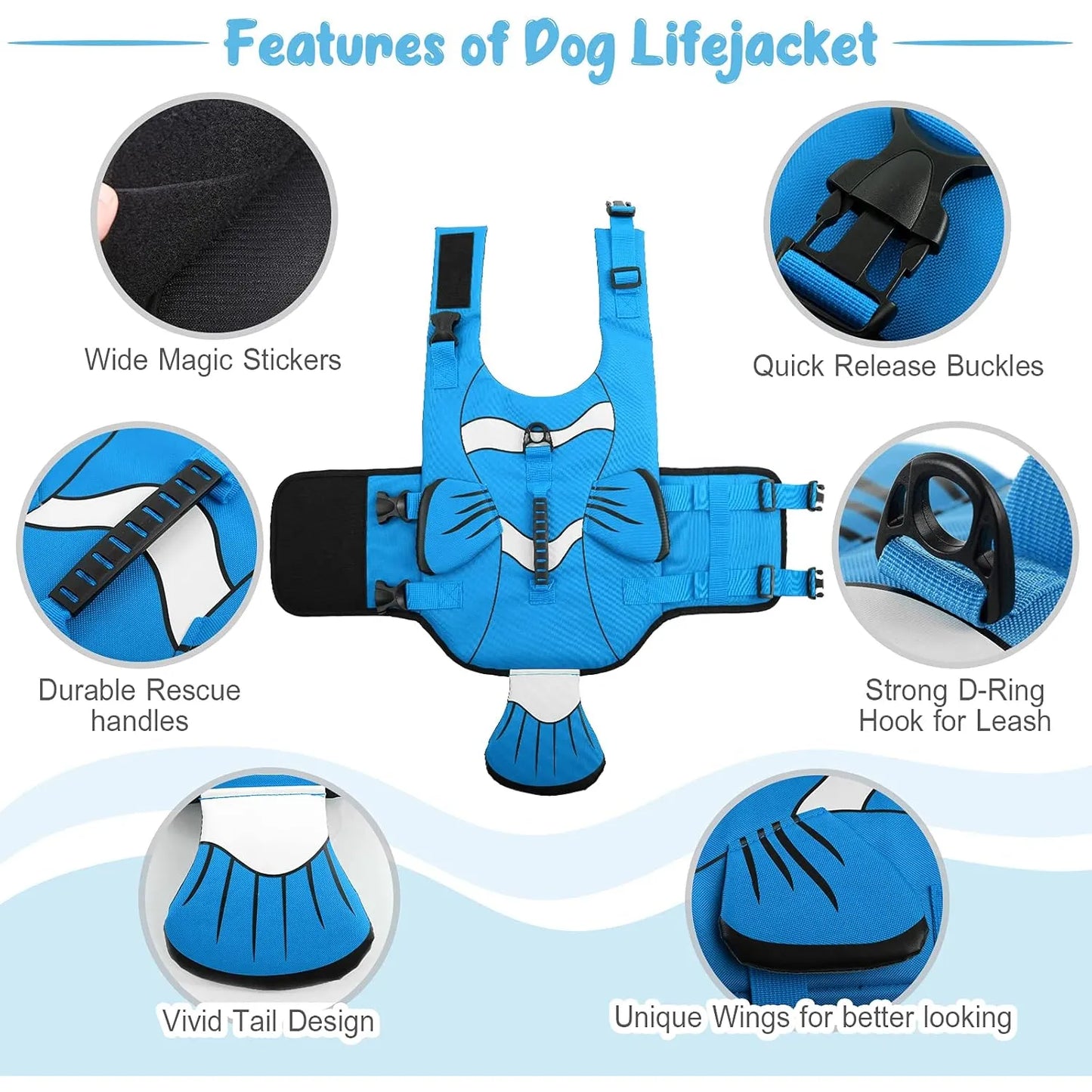 Chaleco Salvavidas Para Perros Ajustable Alta Visibilidad Flotacion Superior