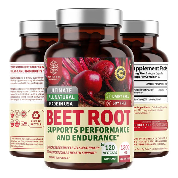 Capsulas De Raiz De Remolacha Organica 1300 Mg 200 Unidades Energia Y Resistencia