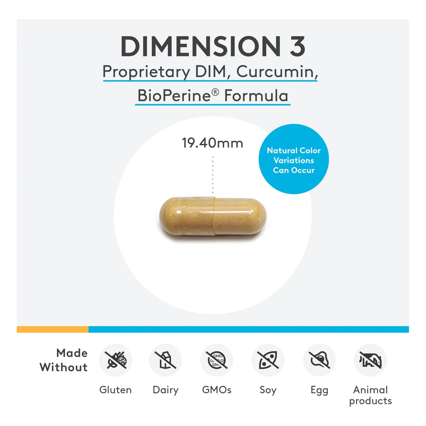 Dimensión 3 Suplemento DIM Con Curcumina Y Bioperina Equilibrio Hormonal
