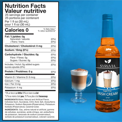 Jarabe De Crema Irlandesa Sin Azucar 0 Calorias 750 Ml Premium Kosher