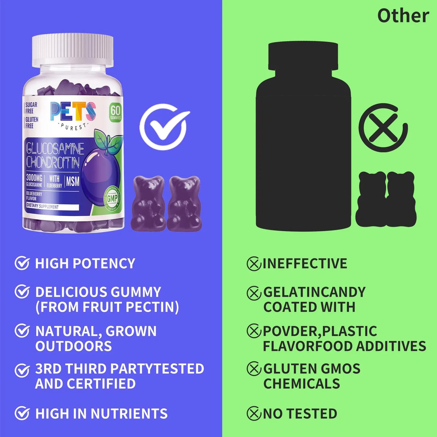 Gominolas Glucosamina Condroitina MSM Elderberry Soporte Articular Adultos