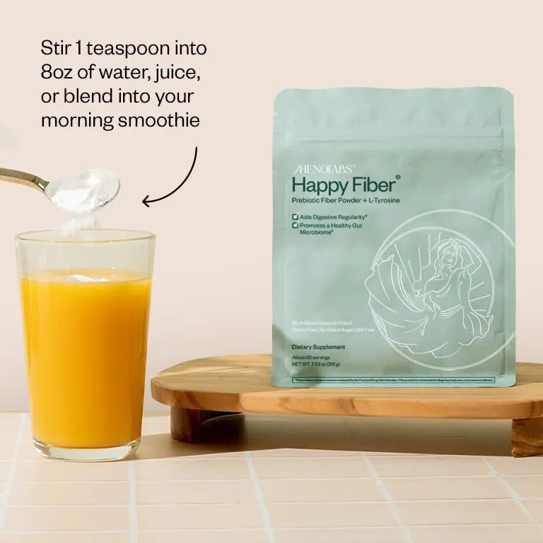 Happy Fiber Suplemento De Fibra Con L Tirosina Y Probiótico Para Mujeres