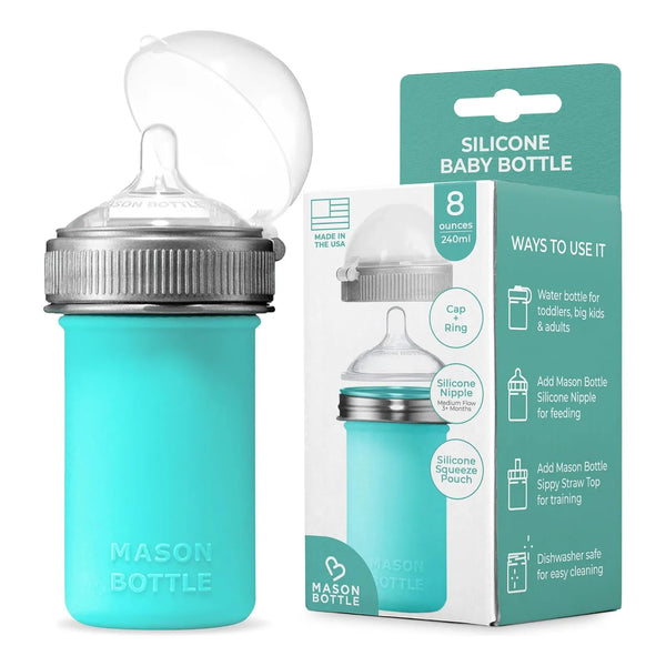 Biberón De Silicona Mason Bottle Pezón Similar Al Pecho Flujo Medio Sin BPA
