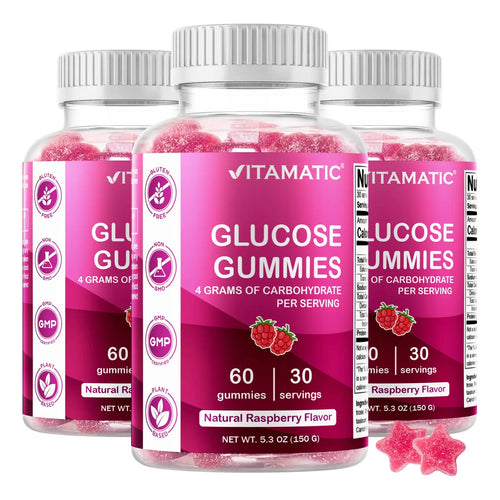 Gomitas Masticables De Glucosa Sabor Frambuesa 60 Unidades Energía Instantánea