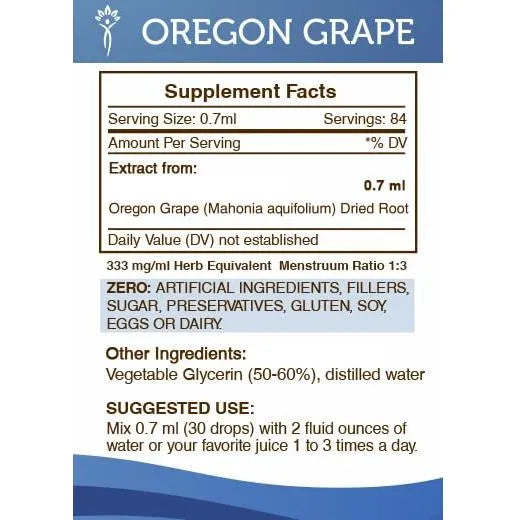 Extracto Liquido De Uva De Oregon 60 Ml Raiz Seca Cultivada Sin Alcohol
