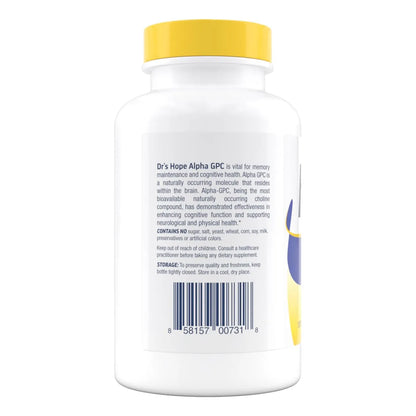 Drs Hope Alpha GPC 500 Mg Suplemento Para Memoria Y Función Cognitiva 180 Cápsulas Vegetarianas