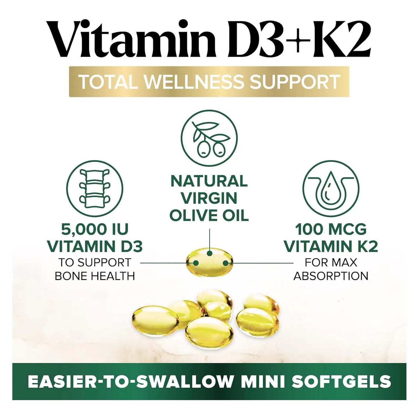 Vitamina D3 K2 5000 Ui 100 Mcg Capsulas Blandas Refuerzo Inmunologico Y Oseo