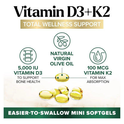 Vitamina D3 K2 5000 Ui 100 Mcg Capsulas Blandas Refuerzo Inmunologico Y Oseo