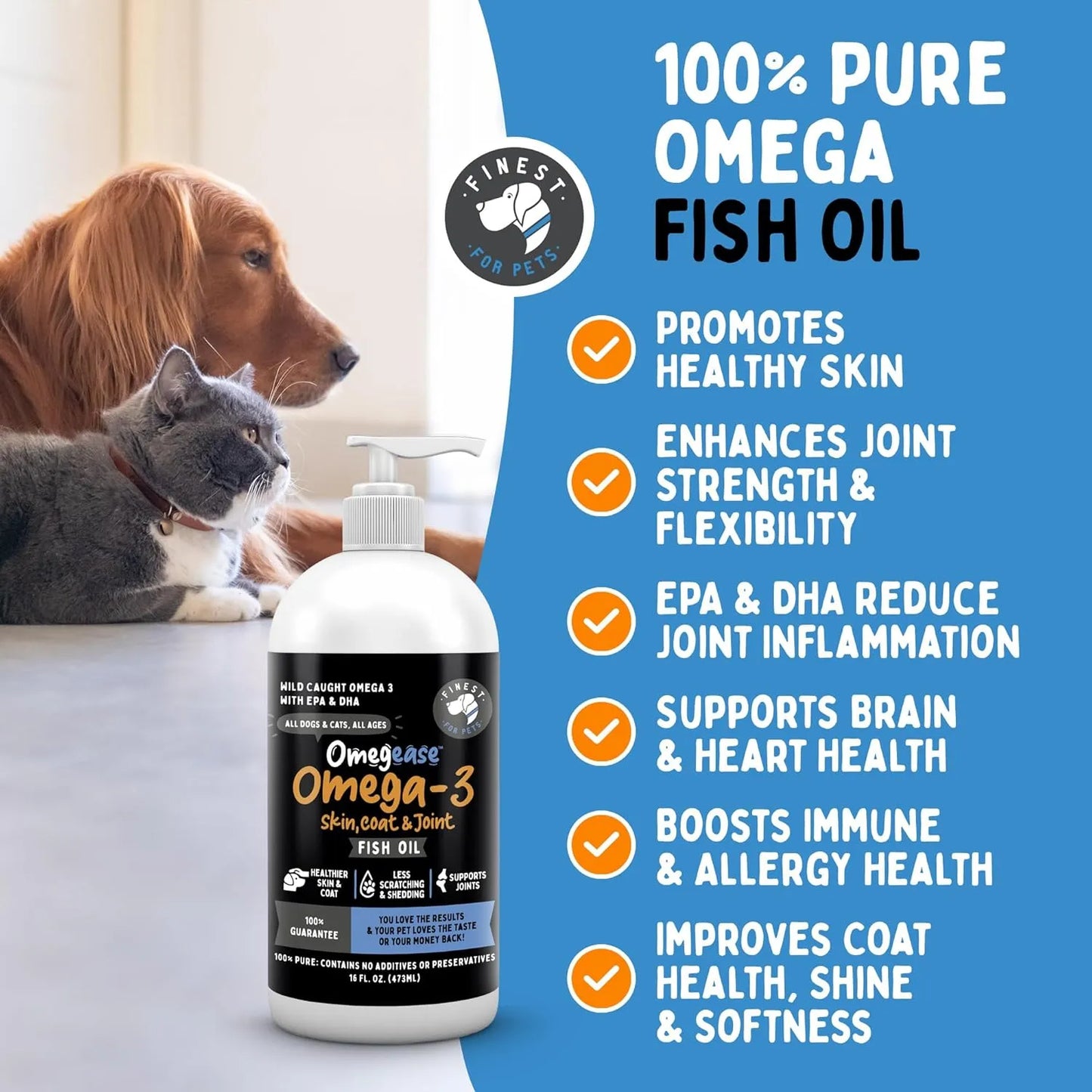 Aceite De Pescado Omega 3 6 9 Para Perros Y Gatos Piel Brillante Y Articulaciones Fuertes