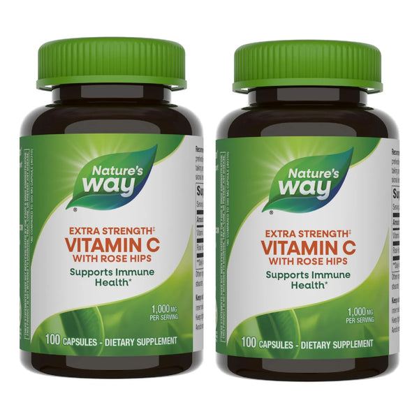 Vitamina C 1000 Mg Con Escaramujo Pack Doble Refuerza Inmunidad Y Piel
