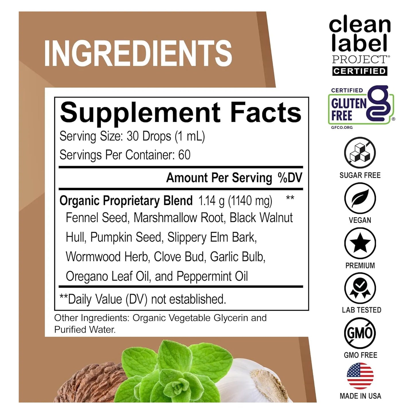 Liquido Organico Detox Intestinal Con Nuez Negra Y Ajenjo Limpiador Natural Para Digestión Y Flora Balance
