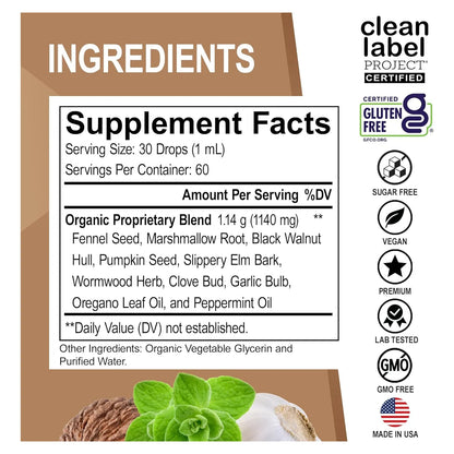 Liquido Organico Detox Intestinal Con Nuez Negra Y Ajenjo Limpiador Natural Para Digestión Y Flora Balance